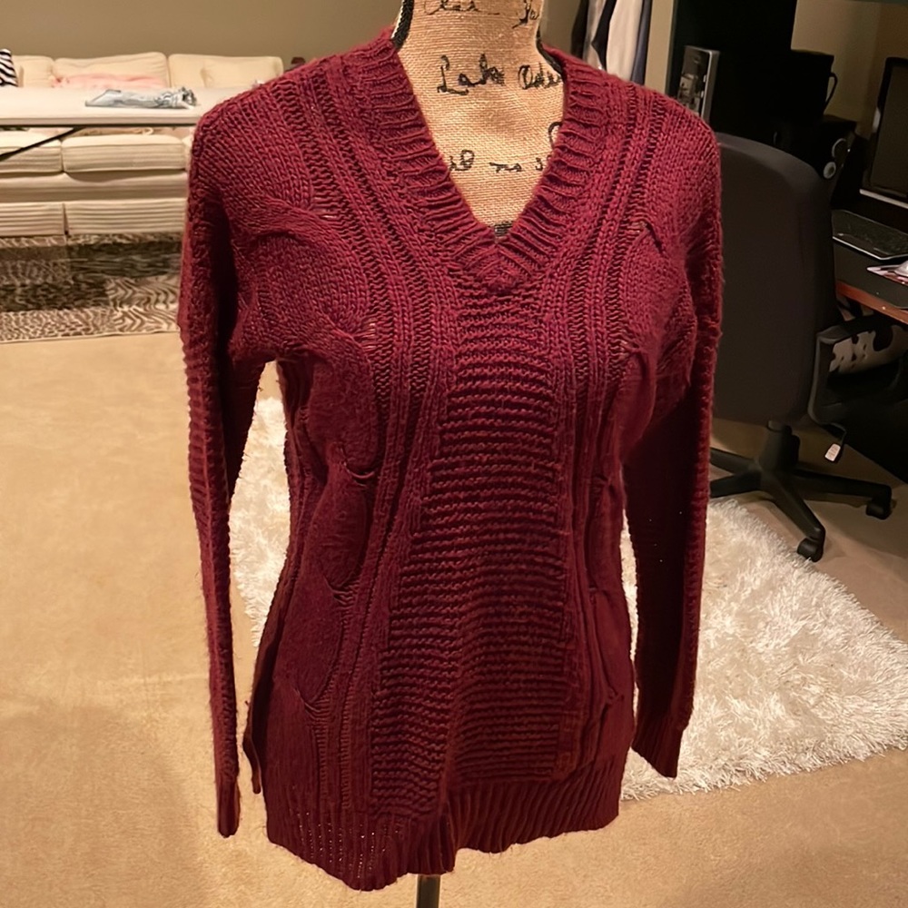 Burgundy v neck sweater